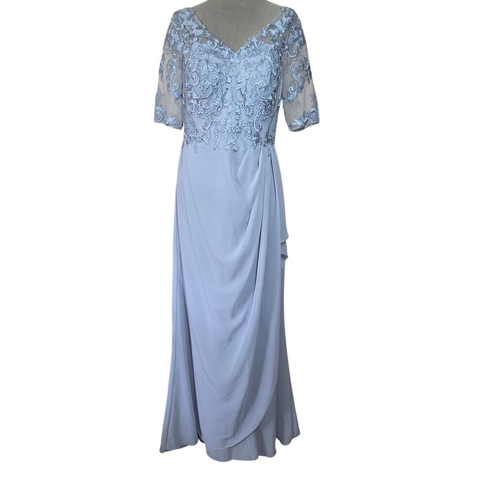 Blue Lace Short Sleeve Maxi Dress Size 6